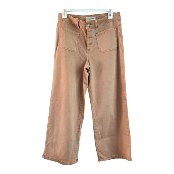 Tribal Audrey Mid Rise Wide LegTan Cropped Jeans.SIZE 8